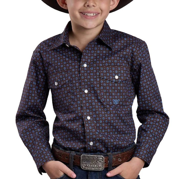 Roper Boy's Winter Foulard Print Pearl Snap Shirt