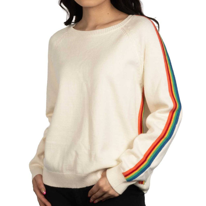 Rainbow Contrast Cream Sweater