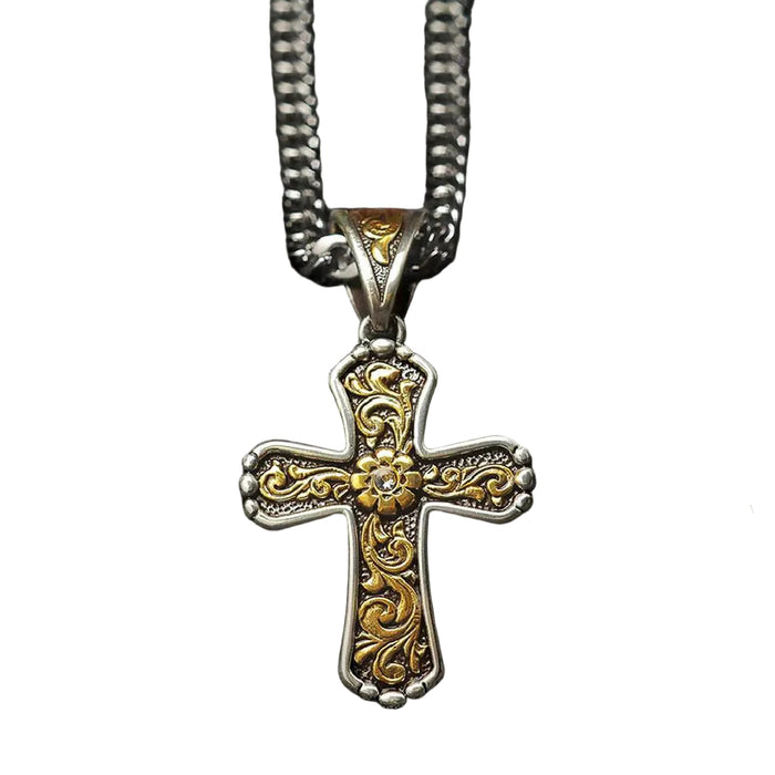 Silver & Gold Cross Necklace MEN - Accessories - Jewelry & Cuff Links M&F Western Products