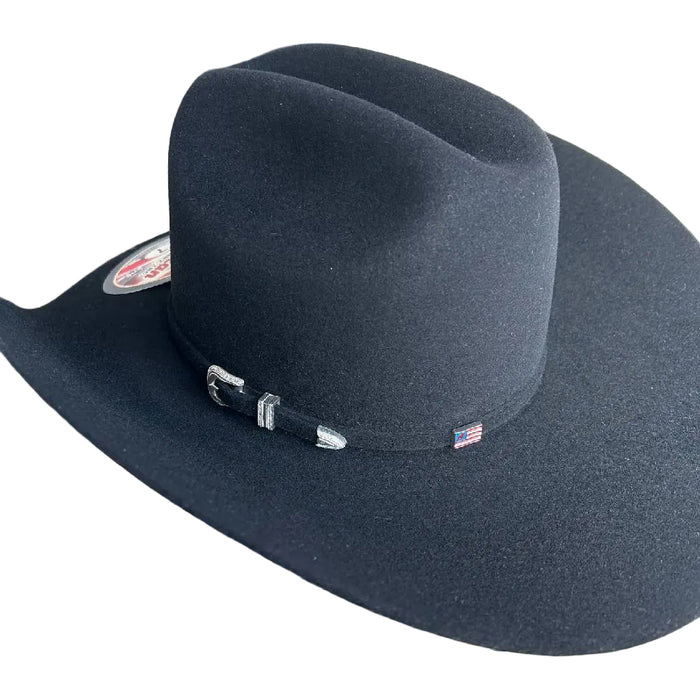 American 4 1/4" 7X Creased Black Felt Hat HATS - FELT HATS American Hat Co.