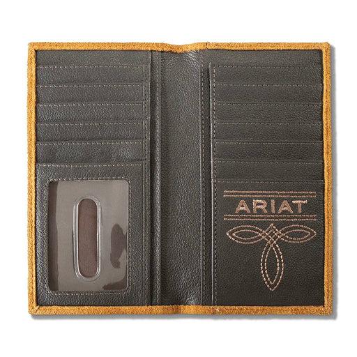 Ariat Roughout Floral Overlay Wallet MEN - Accessories - Wallets & Money Clips M&F Western Products