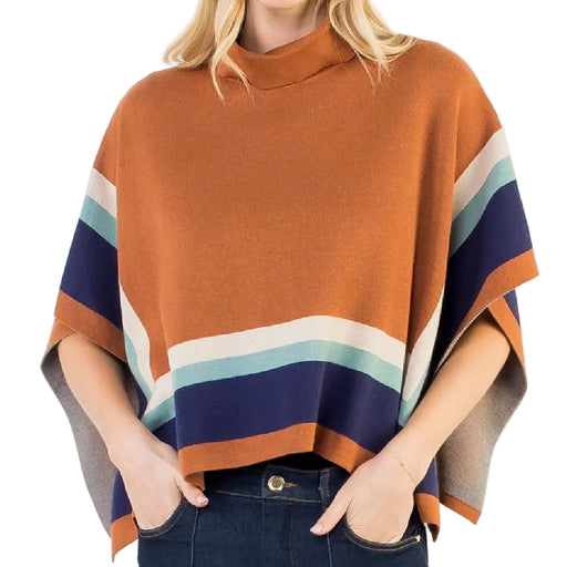 Camel Colorblocked Poncho WOMEN - Clothing - Sweaters & Cardigans THML Clothing