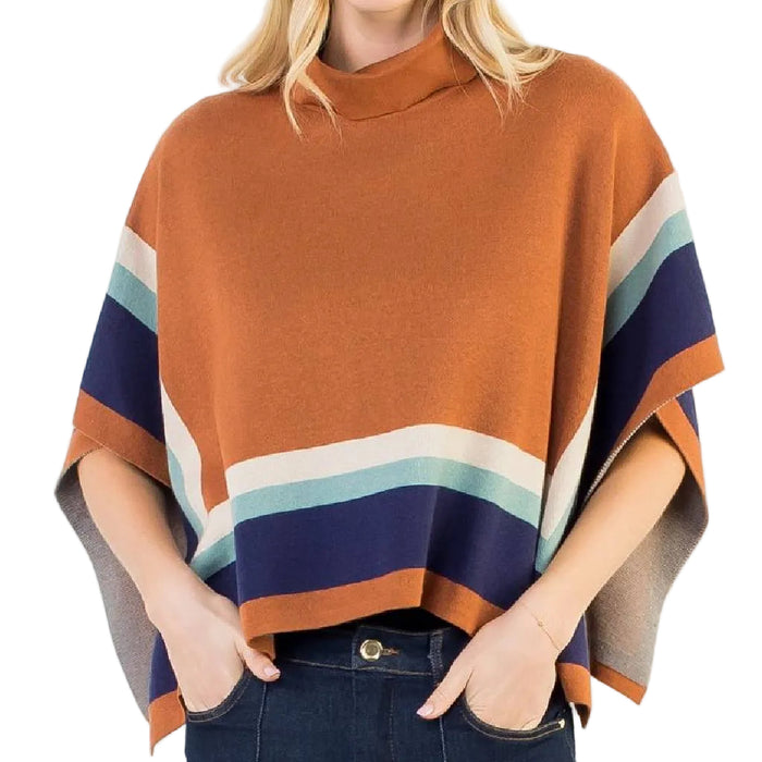 Camel Colorblocked Poncho WOMEN - Clothing - Sweaters & Cardigans THML Clothing