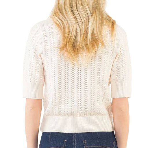 Cream Pointelle Polo Knit Top WOMEN - Clothing - Tops - Short Sleeved THML Clothing