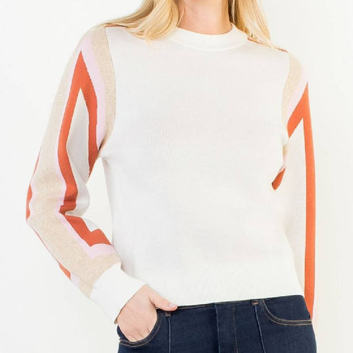Cream Colorblocked Sweater WOMEN - Clothing - Sweaters & Cardigans THML Clothing