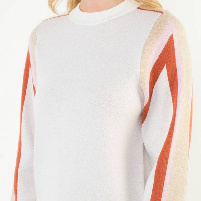 Cream Colorblocked Sweater WOMEN - Clothing - Sweaters & Cardigans THML Clothing