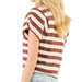 Brown Striped Knit Top WOMEN - Clothing - Tops - Short Sleeved THML Clothing