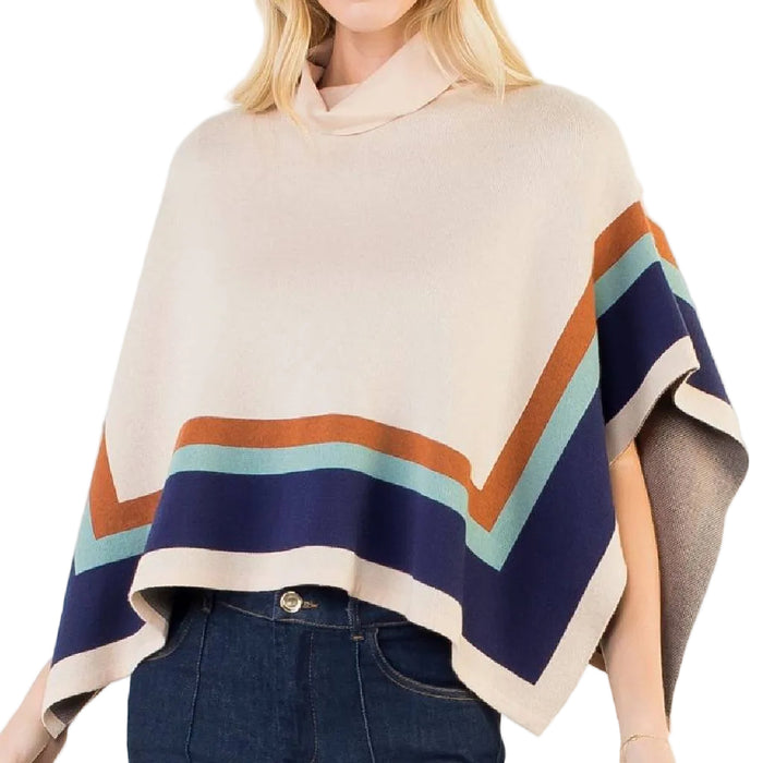 Beige Colorblocked Poncho WOMEN - Clothing - Sweaters & Cardigans THML Clothing