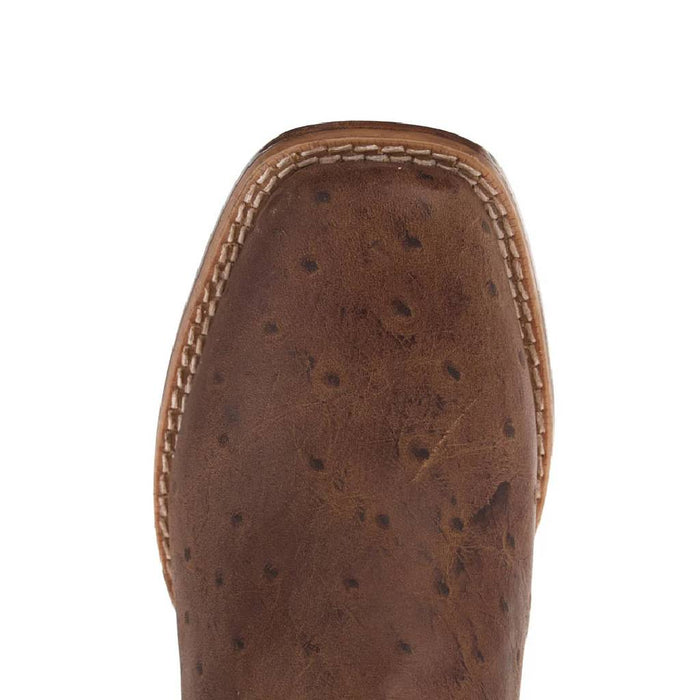Roper Youth Cutter Toe Waxy Brown Embossed Ostrich Western Boot KIDS - Footwear - Boots Roper Apparel & Footwear
