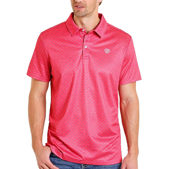 Rock & Roll Denim Men's Hot Pink Geo Print Polo Shirt MEN - Clothing - Shirts - Short Sleeve Panhandle