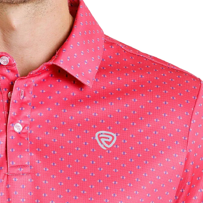 Rock & Roll Denim Men's Hot Pink Geo Print Polo Shirt MEN - Clothing - Shirts - Short Sleeve Panhandle