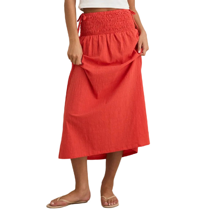 Alana Tie Side Red Maxi Skirt WOMEN - Clothing - Skirts Rhythm