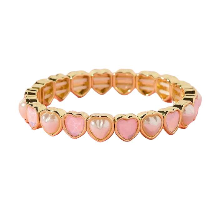 Hayden Pink Enamel/Pearl Heart Bracelet WOMEN - Accessories - Jewelry - Bracelets Taylor Elliott Designs