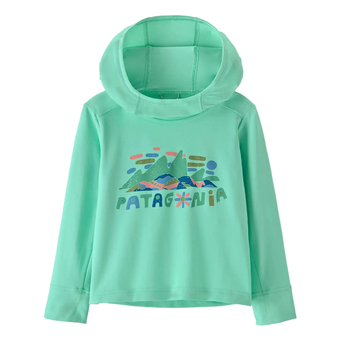 Patagonia Baby Capilene Silkweight Hoodie - Fitz Roy Superbloom: Early Teal KIDS - Girls - Clothing - Tops - Long Sleeve Tops Patagonia