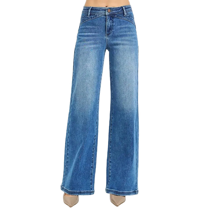 Risen High Rise Wide Leg Waist Detail Jean WOMEN - Clothing - Jeans Risen Jeans