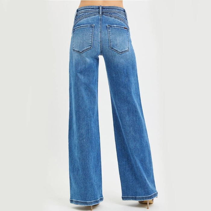 Risen High Rise Wide Leg Waist Detail Jean WOMEN - Clothing - Jeans Risen Jeans