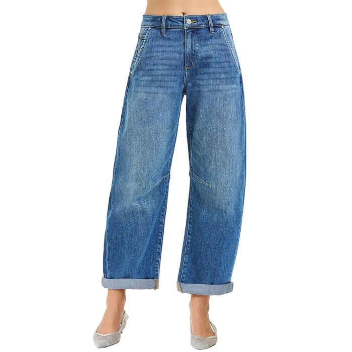Risen Cuff Hem Slouchy Cropped Barrel Jean WOMEN - Clothing - Jeans Risen Jeans