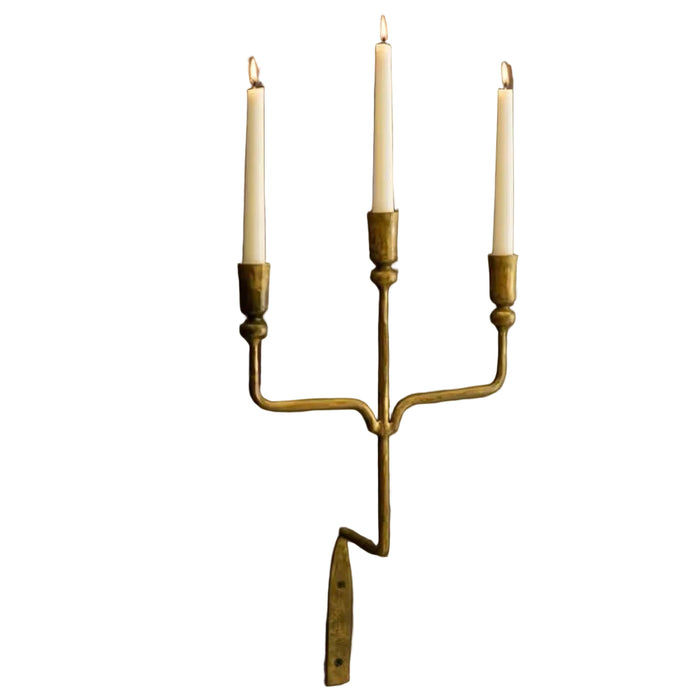 Antique Brass Triple Tapered Iron Wall Sconce HOME & GIFTS - Home Decor - Decorative Accents Kalalou