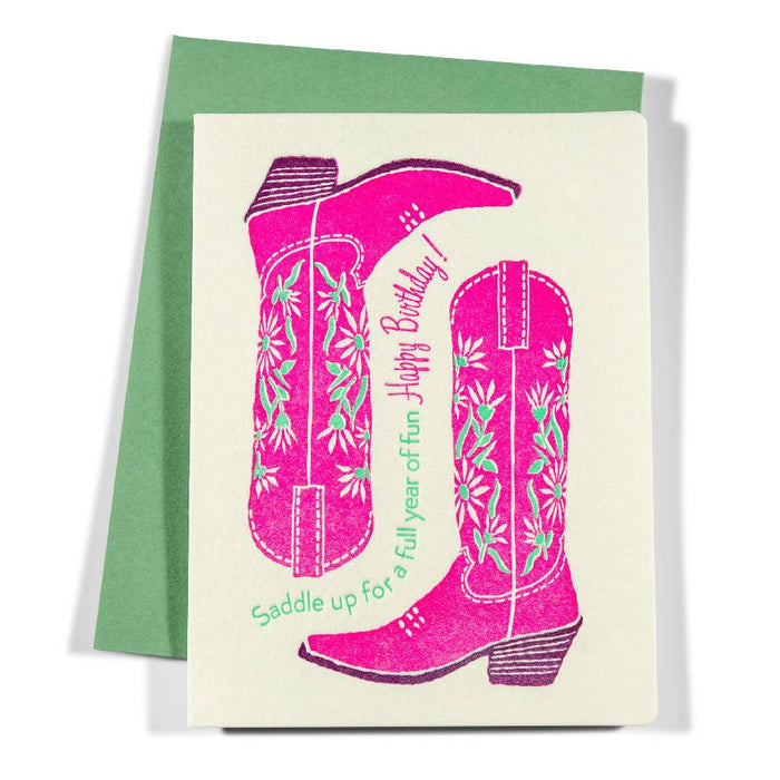 Saddle Up Boots Birthday Card HOME & GIFTS - Gifts Color Box Design