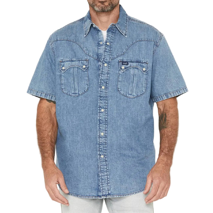 Wrangler Men's Vintage Denim Snap Shirt MEN - Clothing - Shirts - Short Sleeve Wrangler
