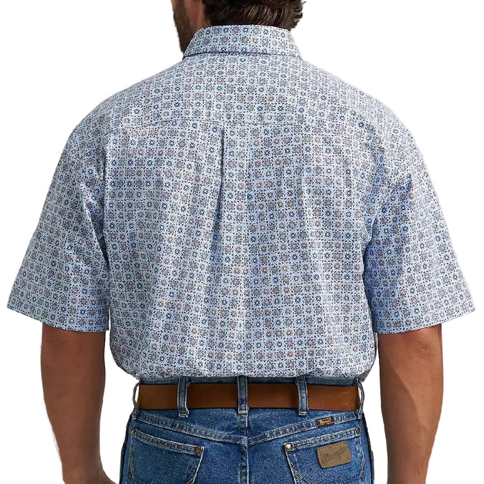 Wrangler Men's George Strait Medallion Blue Button Down Shirt MEN - Clothing - Shirts - Short Sleeve Wrangler