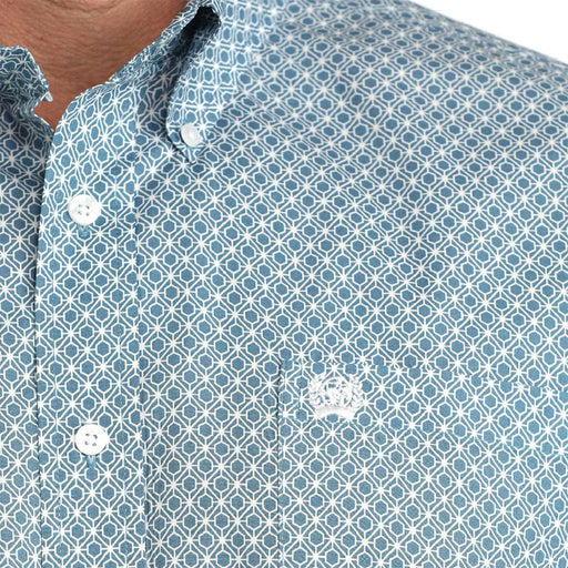 Cinch Men's Blue Geo Print Button Down Shirt MEN - Clothing - Shirts - Short Sleeve Cinch