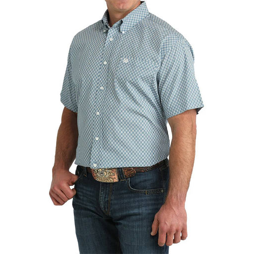 Cinch Men's Blue Geo Print Button Down Shirt MEN - Clothing - Shirts - Short Sleeve Cinch