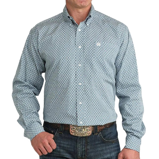Cinch Men's Geo Print Blue Button Down Shirt MEN - Clothing - Shirts - Long Sleeve Cinch