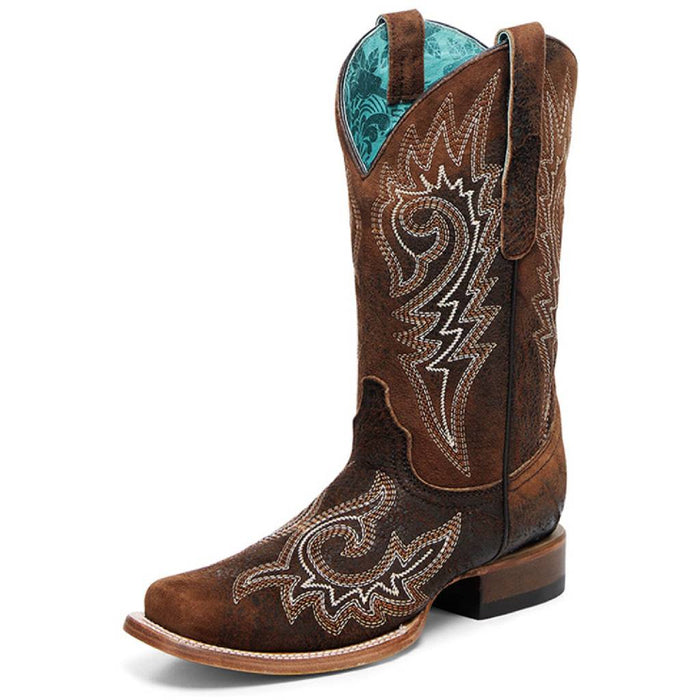 Corral Women's Square Toe Embroidered Brown Flames Western Boot WOMEN - Footwear - Boots - Western Boots Corral Boots