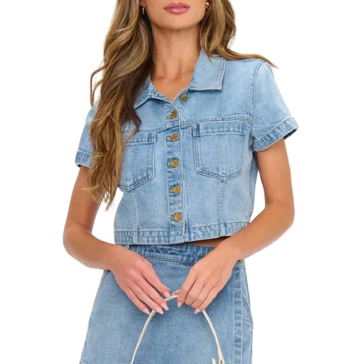 Show Me Your Mumu Monroe Denim Top WOMEN - Clothing - Tops - Short Sleeved Show Me Your Mumu