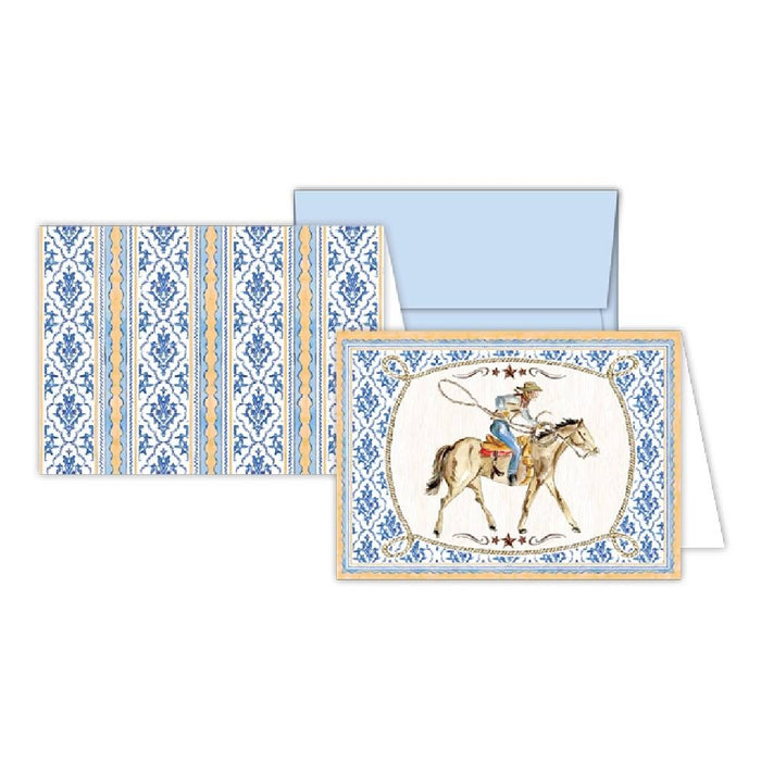 Blue and Orange Working Cowboy Petite Combo Note Set HOME & GIFTS - Gifts Roseanne Beck Collections