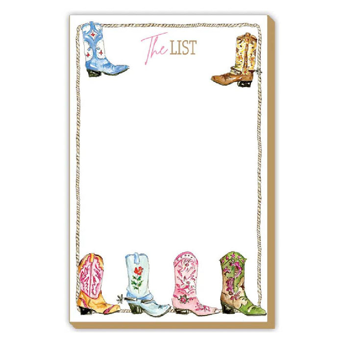 Colorful Cowboy Boots Rope The List Luxe Large Notepad HOME & GIFTS - Gifts Roseanne Beck Collections