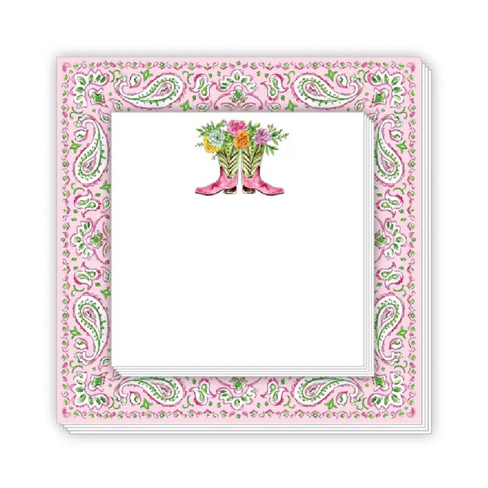 Fancy Western Boots With Flowers Notepad Duo HOME & GIFTS - Gifts Roseanne Beck Collections