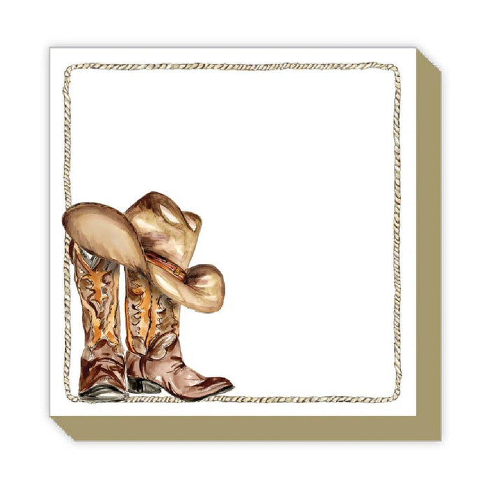 Handpainted Western Boots and Hat Luxe Notepad HOME & GIFTS - Gifts Roseanne Beck Collections