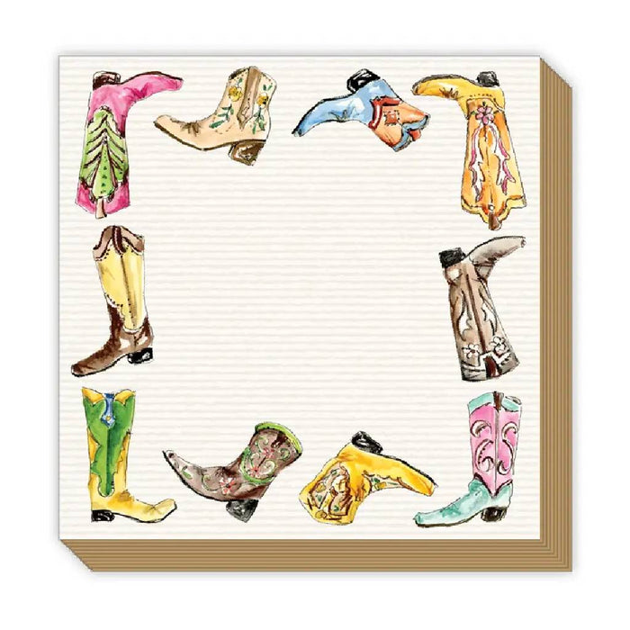 Handpainted Fancy Western Boot Border Luxe Notepad HOME & GIFTS - Gifts Roseanne Beck Collections