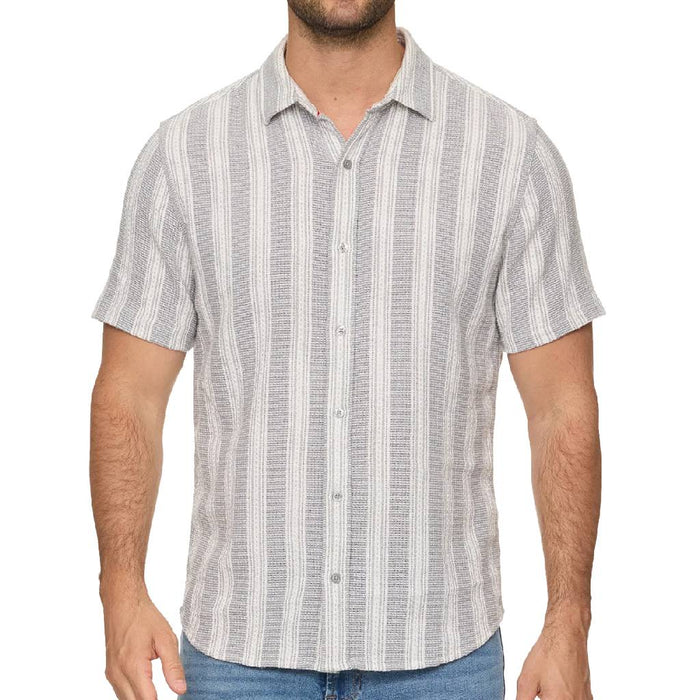 Flag & Anthem Men's Blue Hutchins Textured Stripe Shirt MEN - Clothing - Shirts - Short Sleeve Flag And Anthem