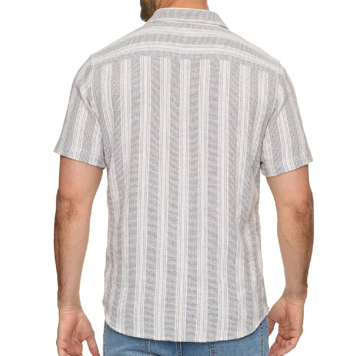 Flag & Anthem Men's Blue Hutchins Textured Stripe Shirt MEN - Clothing - Shirts - Short Sleeve Flag And Anthem