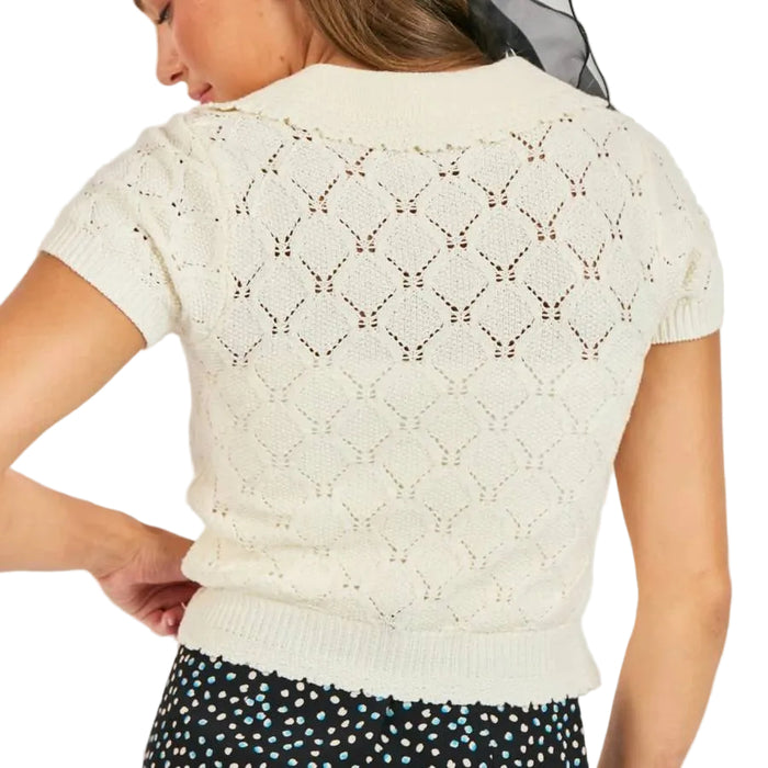 Sadie & Sage Josephine Ivory Polo Sweater