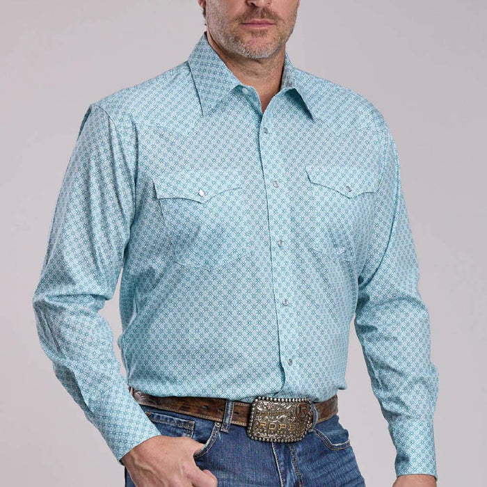 Roper Men's Foulard Teal Western Pearl Snap Shirt