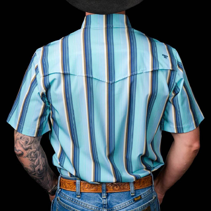 Ferrell Brand Tristan Blue Pearl Snap Shirt