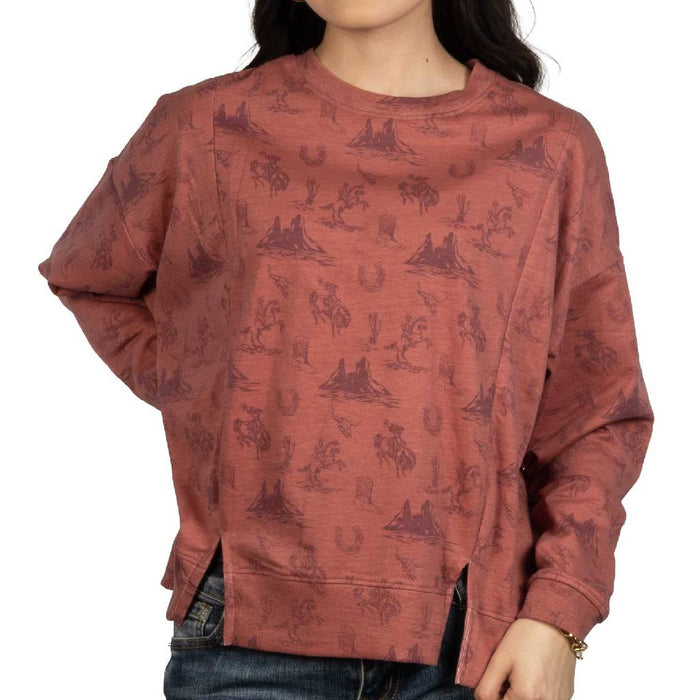 Rock & Roll Denim Women's Conversational Rust Pullover WOMEN - Clothing - Pullovers & Hoodies Panhandle