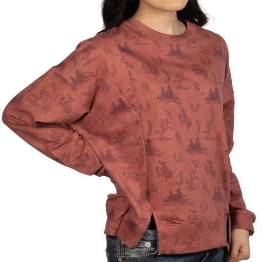 Rock & Roll Denim Women's Conversational Rust Pullover WOMEN - Clothing - Pullovers & Hoodies Panhandle