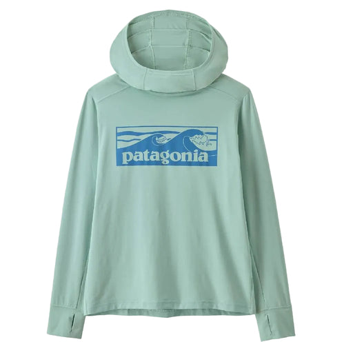 Patagonia Boy's Capilene Silkweight Hoodie - Boardshort Logo Tones: Thin Ice KIDS - Boys - Clothing - T-Shirts & Tank Tops Patagonia
