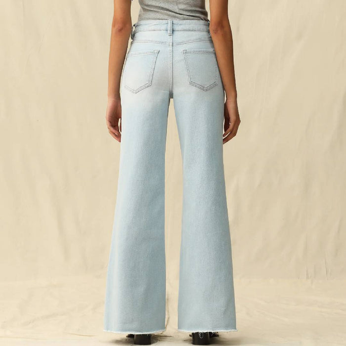 Bayeas Mid Rise Wide Leg Jean Light Blue WOMEN - Clothing - Jeans Bayeas