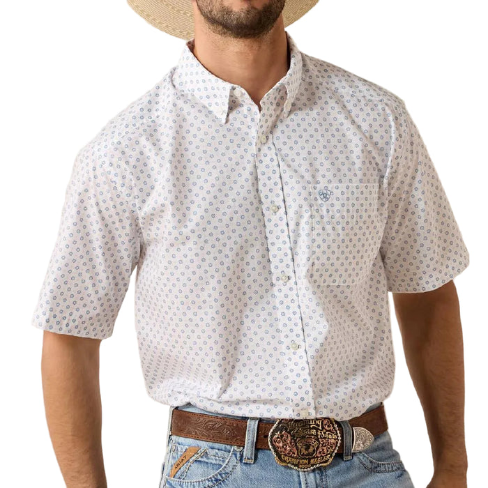 Ariat Men's Tenzin Classic Fit White Medallion Button Down Shirt MEN - Clothing - Shirts - Short Sleeve Ariat Clothing
