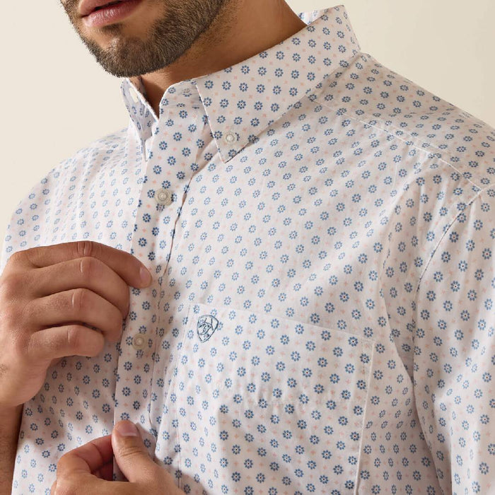 Ariat Men's Tenzin Classic Fit White Medallion Button Down Shirt MEN - Clothing - Shirts - Short Sleeve Ariat Clothing