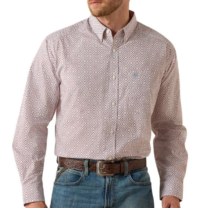 Ariat Men's Tiernan Classic Fit White Geo Print Button Down Shirt MEN - Clothing - Shirts - Long Sleeve Ariat Clothing