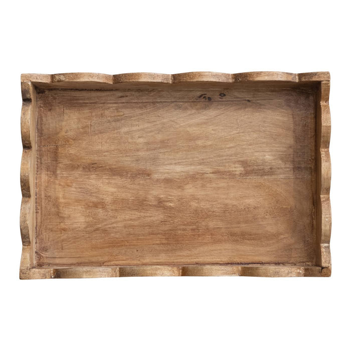 Natural Mango Wood Scalloped Tray