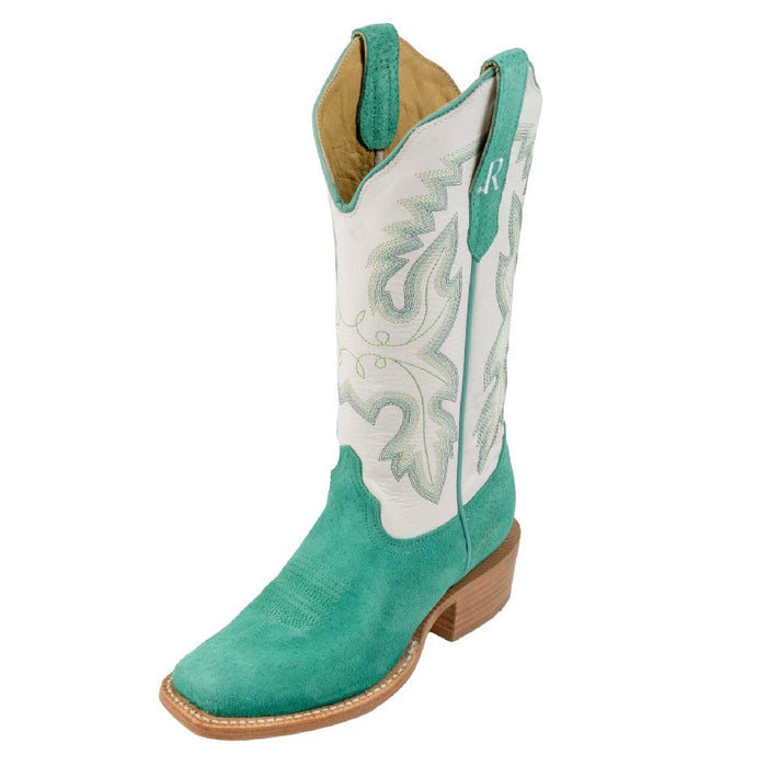 R. Watson Women's Turquoise Boar Square Toe Boot