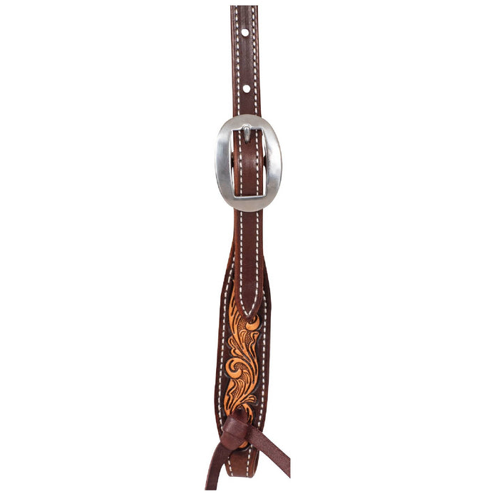 Martin Saddlery Chocolate Framed Floral Browband Headstall Tack - Headstalls Martin Saddlery